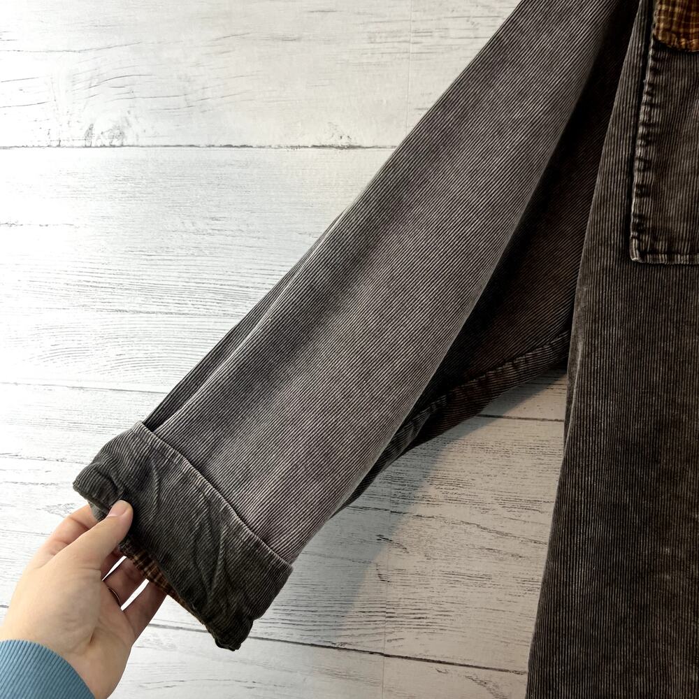 Dress Up Gray Corduroy & Plaid Shacket Size L - Picture 8 of 11